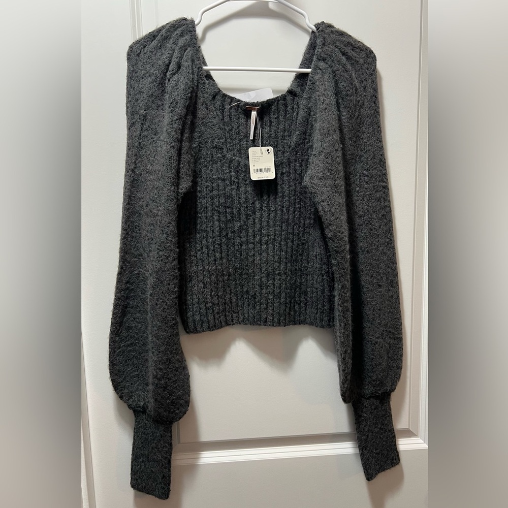 Free People Charcoal Crew Neck Sweater